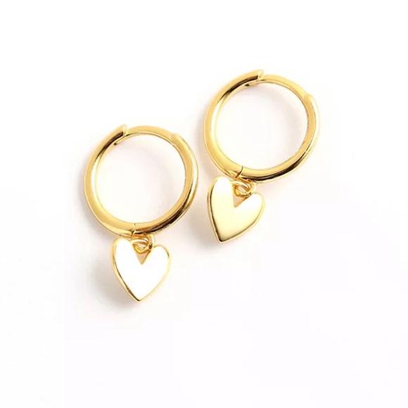NEW GOLD TASSEL HEART HOOP EARRINGS - Picture 4 of 8